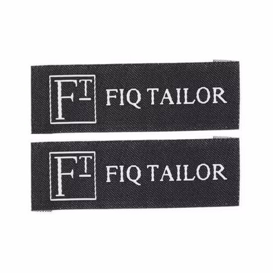 Kundenspezifisches gewebtes Logo-Etikett aus Silikon-Polyester-Satin für modische Kleidersäcke, Schuhe, Hüte
